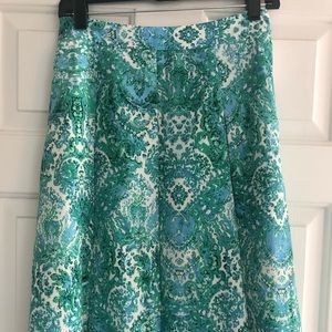 The Limited green & blue paisley box pleat skirt, size 2
